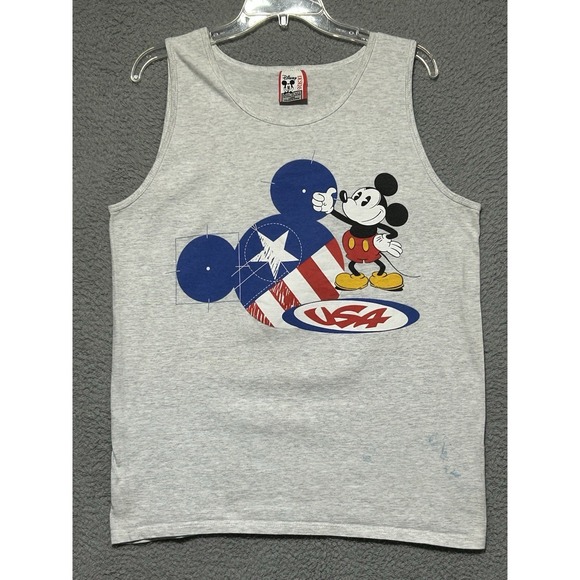 Disney Other - Vintage 1996 Disney Designs Mickey Mouse USA Flag Mouse Ears Tank Top Made USA L